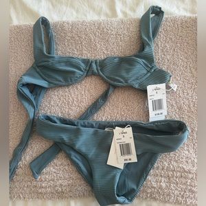 L*Space Eco Chic Repreve Nikita Bikini Top and bottom, Slated Glass, Small NWT